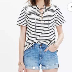 Madewell Striped Lace Up Top